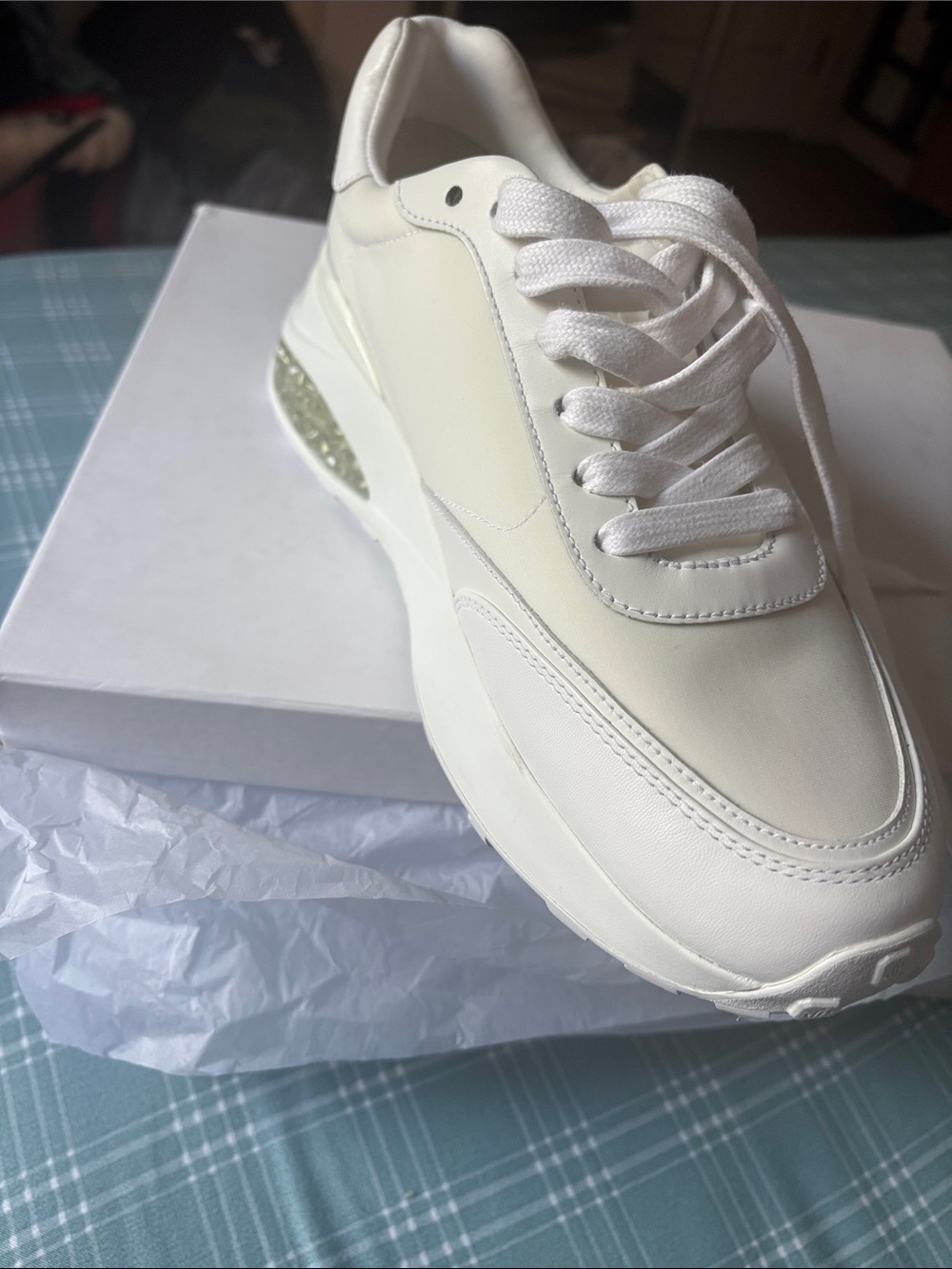 Jimmy Choo Cream Leather Platform Sneaker with Air Bubble Sole - Picture 4 of 12